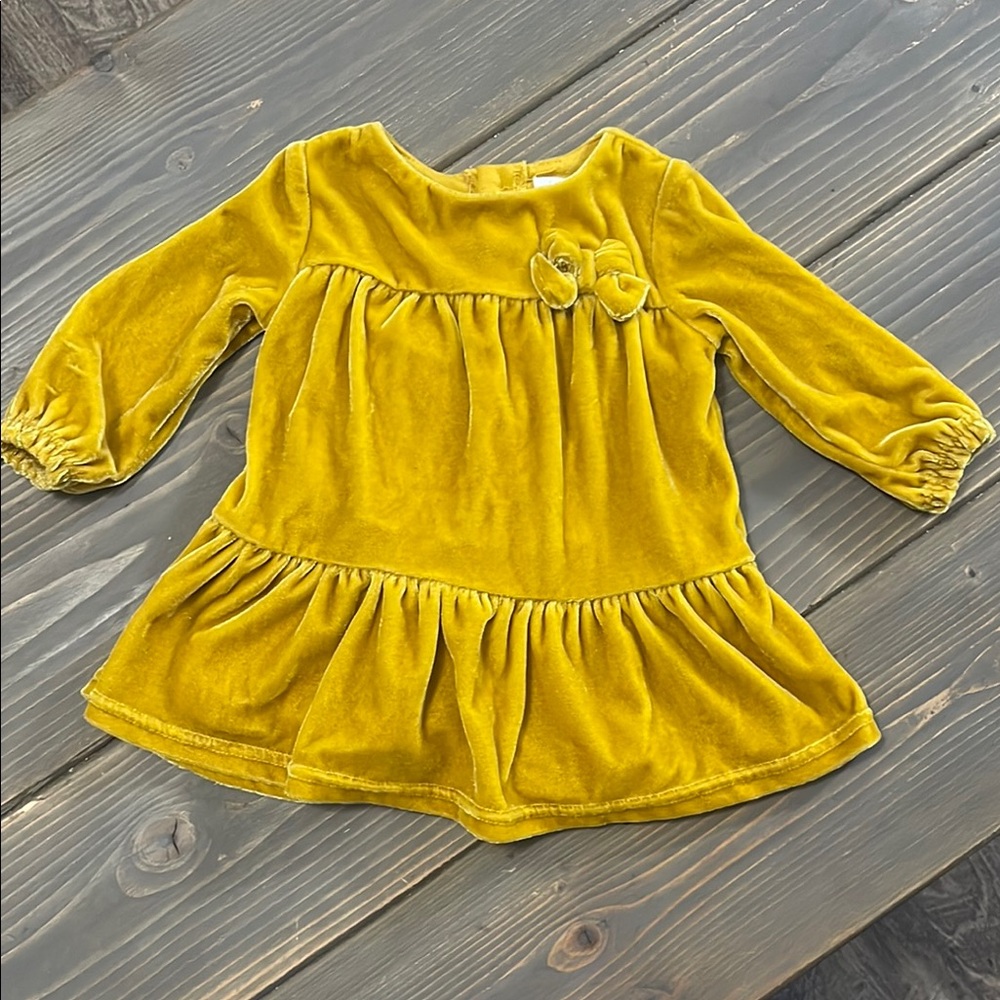 Yellow Velvet Babygirl Dress Size 3 Month